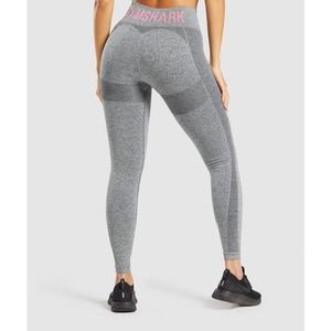 Gymshark Leggings Flex High Waisted Contouring Stretch Gray Charcoal Marl/Pink S